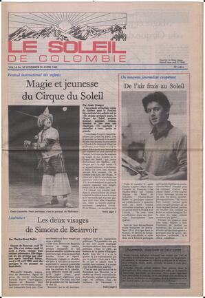 Le Soleil de Colombie, April 25, 1986, page 1