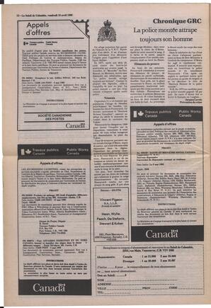 Le Soleil de Colombie, April 18, 1986, page 12