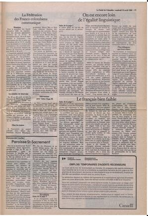Le Soleil de Colombie, April 18, 1986, page 11