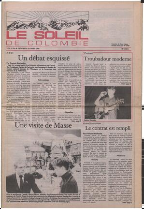 Le Soleil de Colombie, March 28, 1986, page 1