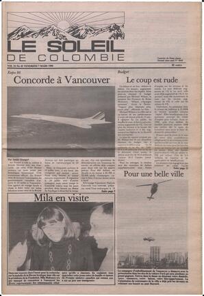 Le Soleil de Colombie, March 7, 1986, page 1