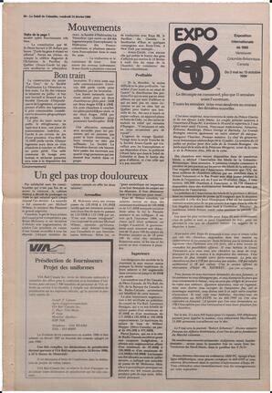 Le Soleil de Colombie, February 14, 1986, page 20