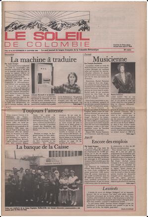 Le Soleil de Colombie, January 17, 1986, page 1
