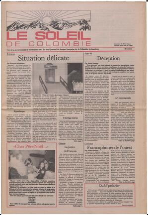 Le Soleil de Colombie, November 22, 1985, page 1