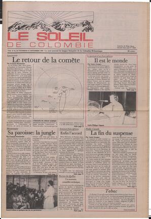Le Soleil de Colombie, November 15, 1985, page 1