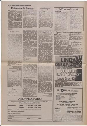 Le Soleil de Colombie, November 8, 1985, page 2