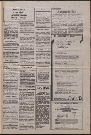 Le Soleil de Colombie, October 25, 1985, page 19