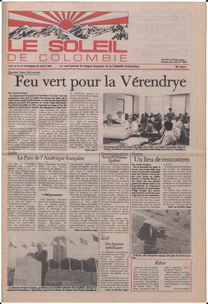 Le Soleil de Colombie, August 30, 1985, page 1