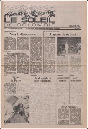 Le Soleil de Colombie, August 23, 1985, page 1