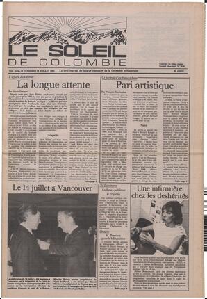 Le Soleil de Colombie, July 19, 1985, page 1