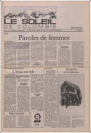 Le Soleil de Colombie, July 12, 1985, page 1