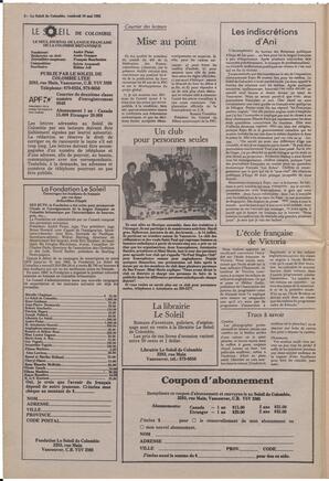 Le Soleil de Colombie, May 10, 1985, page 2