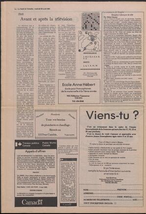 Le Soleil de Colombie, April 26, 1985, page 14