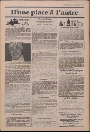 Le Soleil de Colombie, April 26, 1985, page 3