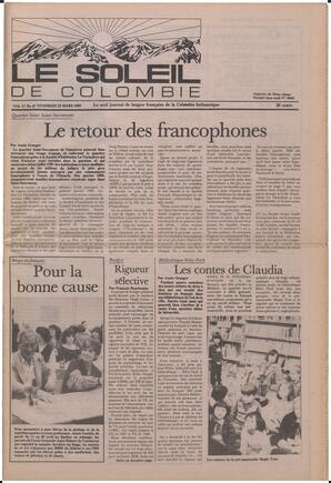 Le Soleil de Colombie, March 22, 1985, page 1