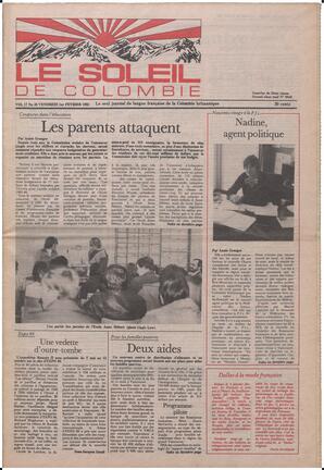 Le Soleil de Colombie, February 1, 1985, page 1