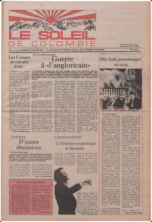 Le Soleil de Colombie, January 25, 1985, page 1