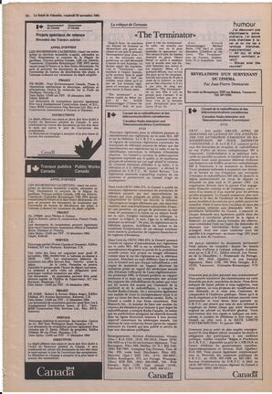Le Soleil de Colombie, November 23, 1984, page 12
