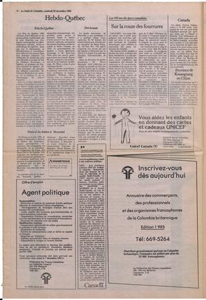 Le Soleil de Colombie, November 23, 1984, page 6