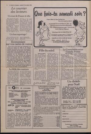 Le Soleil de Colombie, November 16, 1984, page 2