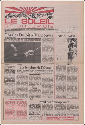 Le Soleil de Colombie, November 16, 1984, page 1