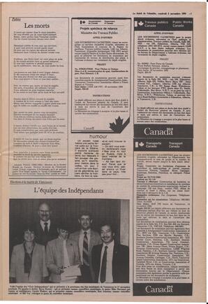 Le Soleil de Colombie, November 2, 1984, page 7
