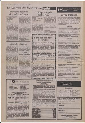 Le Soleil de Colombie, November 2, 1984, page 2