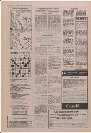 Le Soleil de Colombie, October 26, 1984, page 14