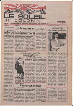Le Soleil de Colombie, October 26, 1984, page 1