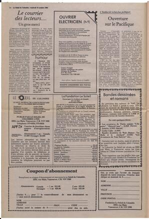 Le Soleil de Colombie, October 19, 1984, page 2