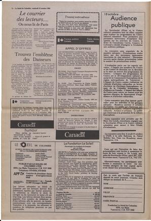 Le Soleil de Colombie, October 12, 1984, page 2