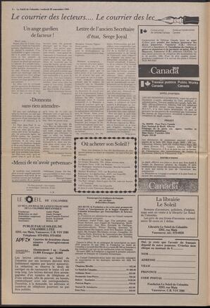 Le Soleil de Colombie, September 28, 1984, page 2