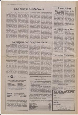 Le Soleil de Colombie, September 21, 1984, page 2