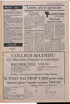 Le Soleil de Colombie, August 24, 1984, page 11