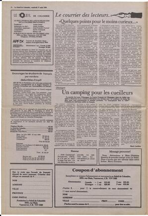 Le Soleil de Colombie, August 17, 1984, page 2