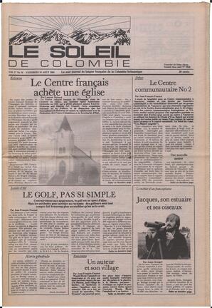 Le Soleil de Colombie, August 10, 1984, page 1