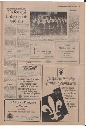 Le Soleil de Colombie, June 22, 1984, page 15
