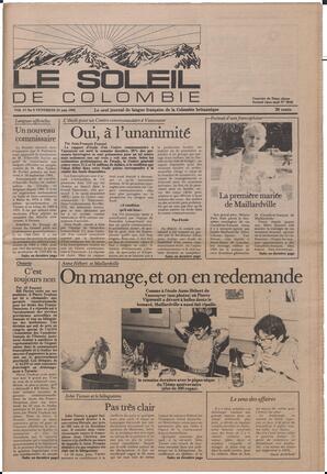 Le Soleil de Colombie, June 22, 1984, page 1