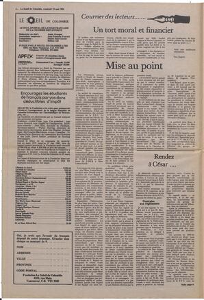 Le Soleil de Colombie, May 18, 1984, page 2