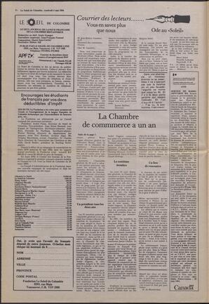 Le Soleil de Colombie, May 4, 1984, page 2