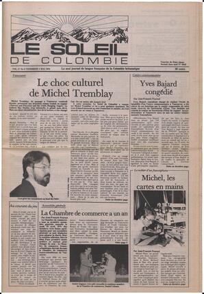 Le Soleil de Colombie, May 4, 1984, page 1