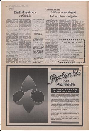 Le Soleil de Colombie, April 27, 1984, page 6