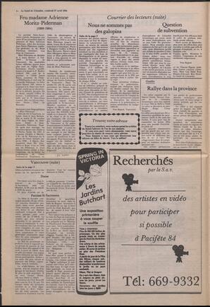 Le Soleil de Colombie, April 27, 1984, page 4