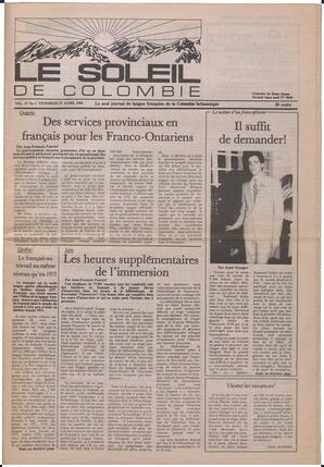 Le Soleil de Colombie, April 27, 1984, page 1
