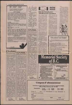 Le Soleil de Colombie, April 20, 1984, page 8