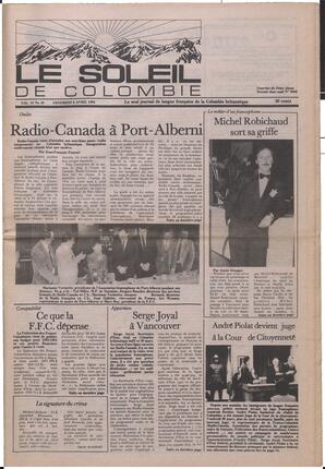 Le Soleil de Colombie, April 6, 1984, page 1