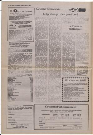 Le Soleil de Colombie, March 30, 1984, page 2