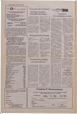 Le Soleil de Colombie, March 2, 1984, page 2
