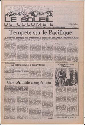 Le Soleil de Colombie, March 2, 1984, page 1