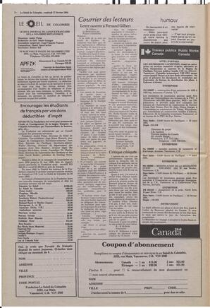 Le Soleil de Colombie, February 17, 1984, page 2